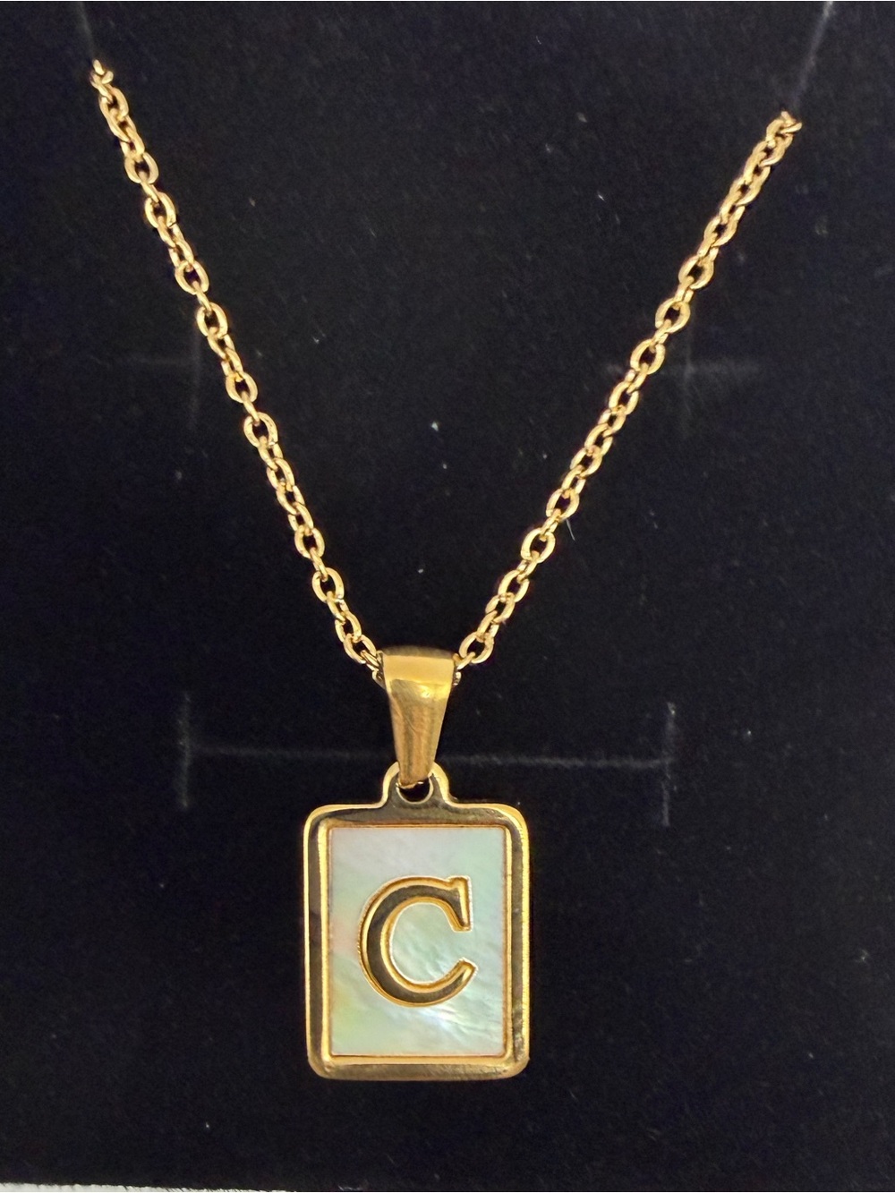 Gold Initial 'C' Mother-of-Pearl Pendant Necklace - Women's Jewelry
